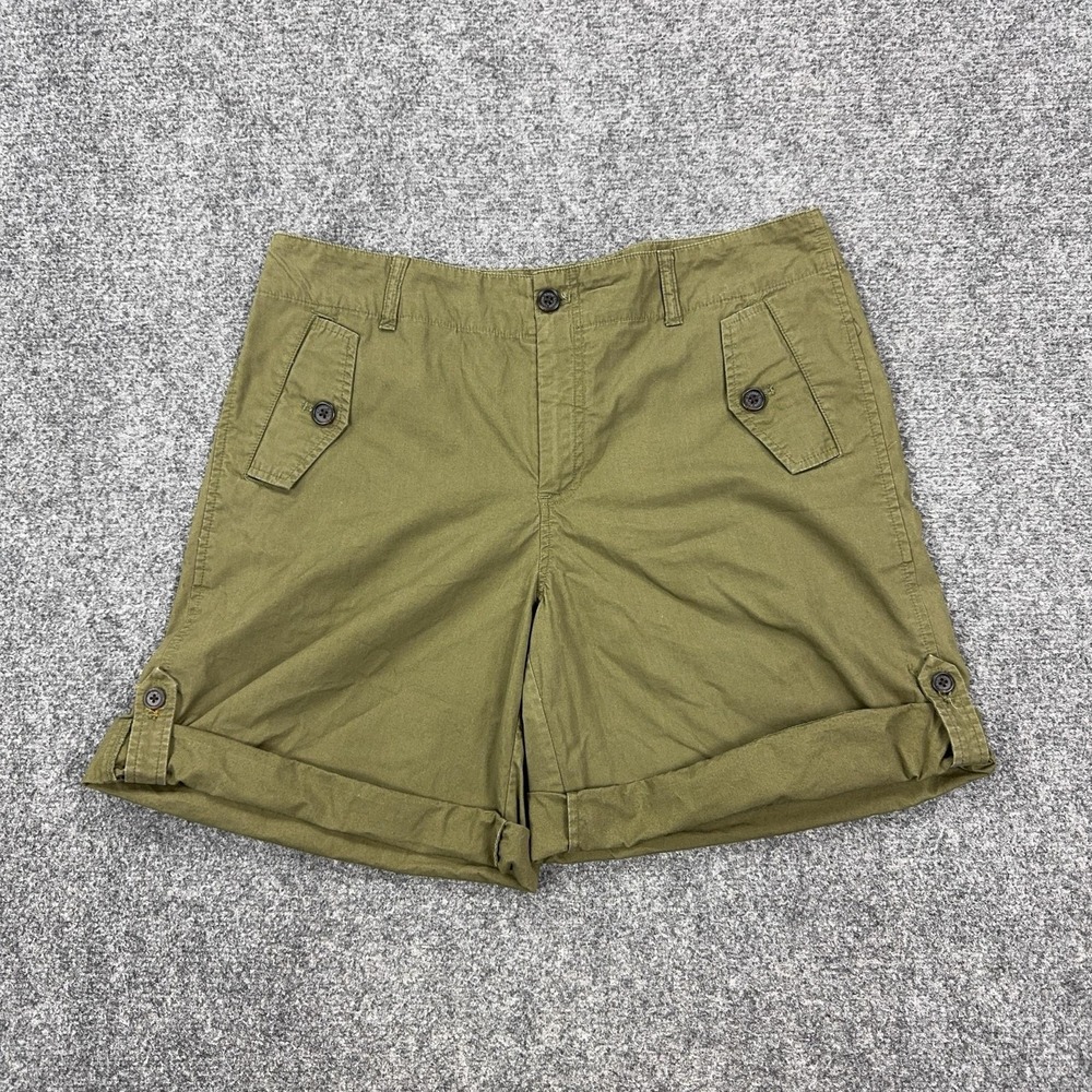 Vintage Ralph Lauren Shorts Womens 10 Green Chino Twill Cuffed 7 Inseam Casual